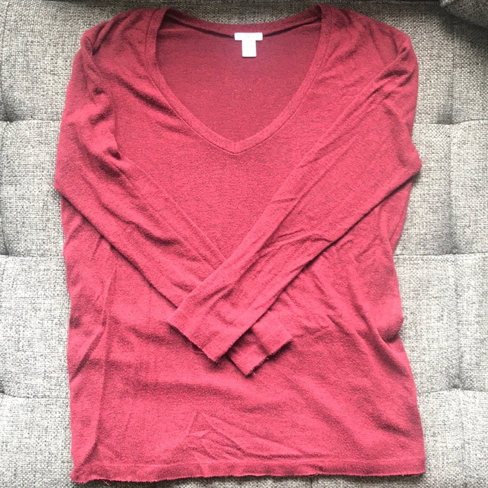 🍂 BP Heathered Burgundy Long Sleeve Tunic Top